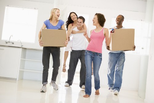 Moving van and boxes for a Surrey house move