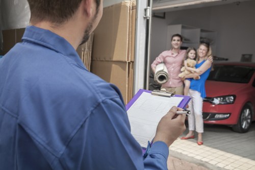 Moving van outside a Surrey property with access considerations