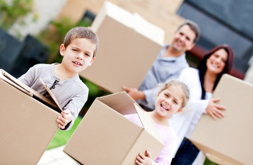 Office relocation equipment prepared for transport in Surrey