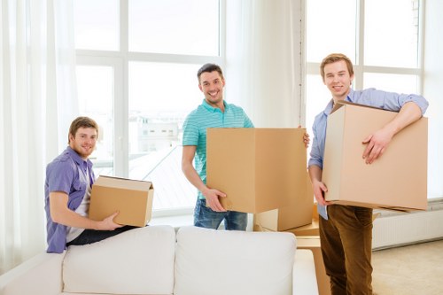 Packed household items ready for transport during a home move