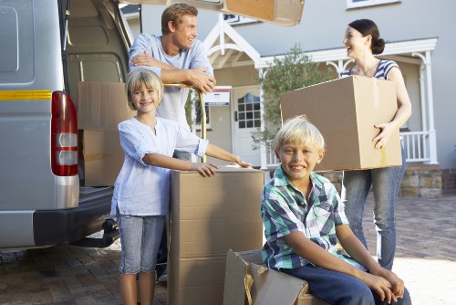 Packed boxes and household items ready for transport in Surrey